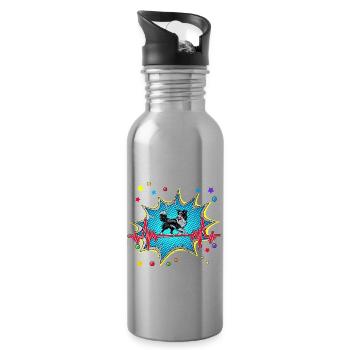 Grill Pop Art Comic Retro Herzschlag - Trinkflasche mit integriertem Trinkhalm - Lightsilver - Rechts