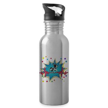 Beagle Pop Art Comic Retro Herzschlag - Trinkflasche mit integriertem Trinkhalm - Lightsilver - Rechts