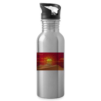 Sonnen-Himmel mit Wüste und Vögeln - Trinkflasche mit integriertem Trinkhalm - Lightsilver - Rechts