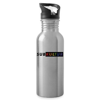 Subkultur Logo CSD#2 - Trinkflasche mit integriertem Trinkhalm - Lightsilver - Rechts