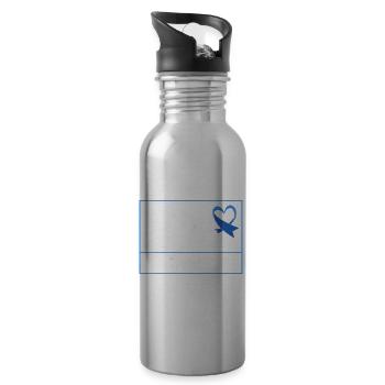 Colon, Cancer, Large Intestine - Water bottle with straw - silver - Right
