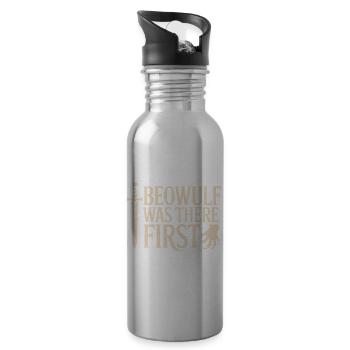 Ancient English Runic Alphabet - Water bottle with straw - silver - Right
