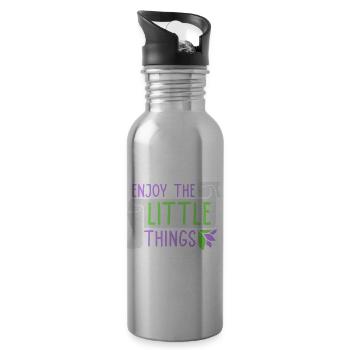 Enjoy The Little Things Gratitude Mindfulness - Water bottle with straw - silver - Right