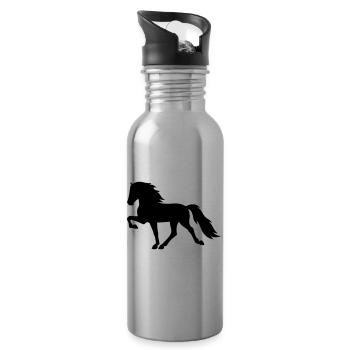 Tölter Islandpferd - Trinkflasche mit integriertem Trinkhalm - Lightsilver - Rechts