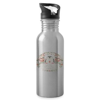 Possum Blossom - Water bottle with straw - silver - Right