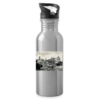 Rome sépia : Colisée et place - Gourde avec paille intégrée - argent clair - Droite