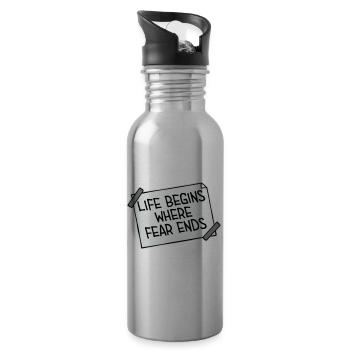 Life Begins Where Fear Ends Motivierend Zitat Logo - Trinkflasche mit integriertem Trinkhalm - Lightsilver - Rechts