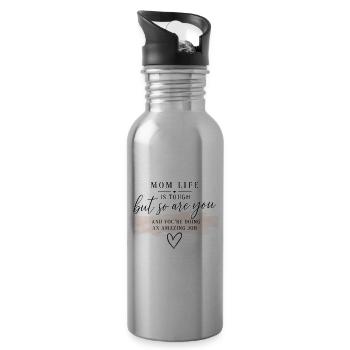 Amazing Job Pink-Zitat - Trinkflasche mit integriertem Trinkhalm - Lightsilver - Rechts