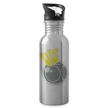 König Petanque-Logo - Trinkflasche mit integriertem Trinkhalm - Lightsilver - Rechts