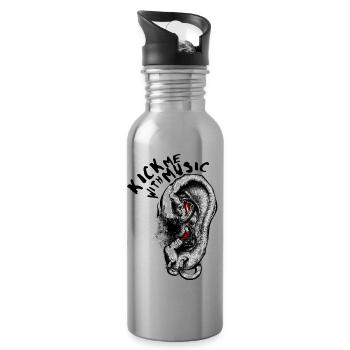 Kick me with Music - Trinkflasche mit integriertem Trinkhalm - Lightsilver - Rechts