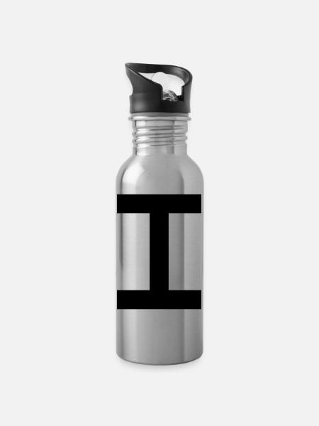 zahl_1_roemisch - Trinkflasche mit integriertem Trinkhalm - Lightsilver