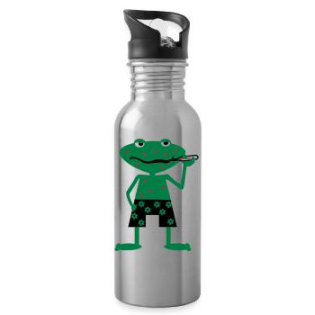 kranker frosch - Trinkflasche mit integriertem Trinkhalm - Lightsilver - Rechts
