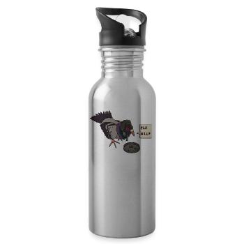 Sad Pigeon - Water bottle with straw - silver - Right