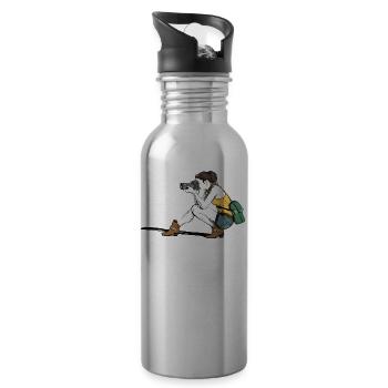 a beautiful photographer - Water bottle with straw - silver - Right