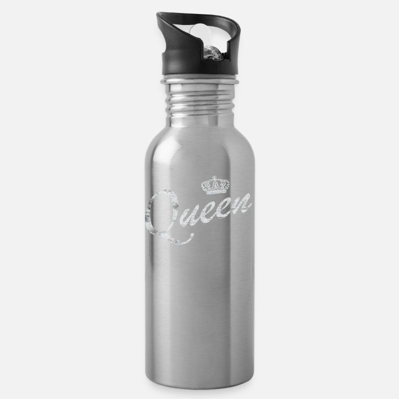 Reine PartnerLook King & Queen cadeau - Gourde avec paille intégrée - argent clair