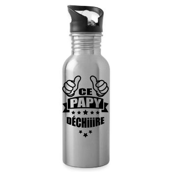 ce papy déchire - Gourde avec paille intégrée - argent clair - Droite