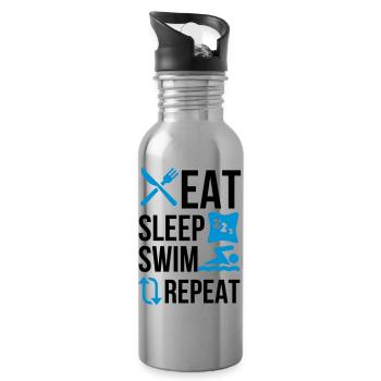 Eat sleep swim new - Water bottle with straw - silver - Right