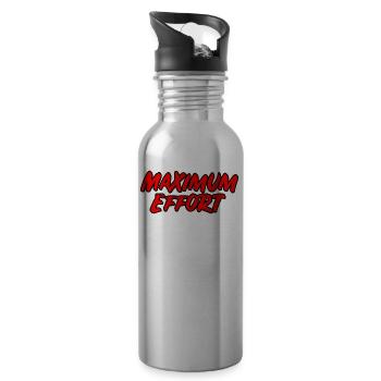 Maximaler Einsatz - roter Text Comicstyle - Trinkflasche mit integriertem Trinkhalm - Lightsilver - Rechts