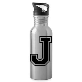 j - Water bottle with straw - silver - Right