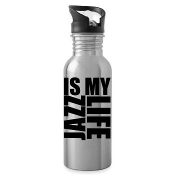 jazz is my life - Trinkflasche mit integriertem Trinkhalm - Lightsilver - Rechts