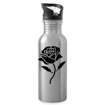 Rose - Blume, Blumen, Blüte, Pflanze, Natur, Schön - Trinkflasche mit integriertem Trinkhalm - Lightsilver - Rechts