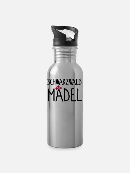Schwarzwaldmädel - Trinkflasche mit integriertem Trinkhalm - Lightsilver
