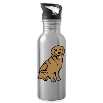 golden_retriever_hund - Gourde avec paille intégrée - argent clair - Droite