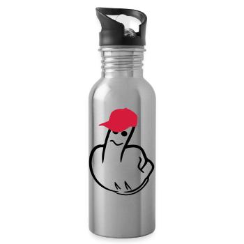 middle finger - Water bottle with straw - silver - Right