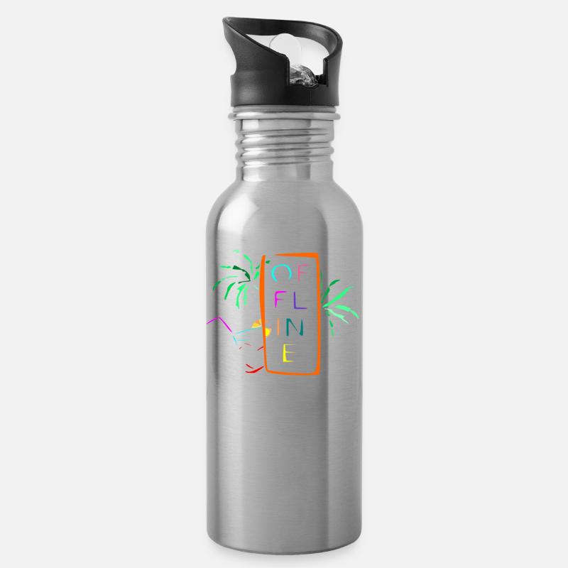 hors ligne multicolore - Gourde avec paille intégrée - argent clair