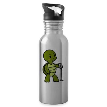Kleiner Sänger Musikant Schildkröte Tiere - Trinkflasche mit integriertem Trinkhalm - Lightsilver - Rechts