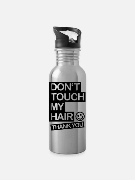 dont_touch_my_hair_1_f1 - Water bottle with straw - silver