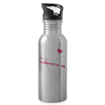 Liebe Herz Zahnarztpraxis Art Zahnbürste - Trinkflasche mit integriertem Trinkhalm - Lightsilver - Rechts