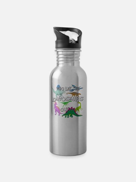Lustiges Roaming-Dinosaurier-Liebhaber-Geschenk - Trinkflasche mit integriertem Trinkhalm -