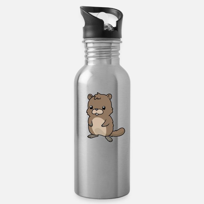Petite marmotte marmotte - Gourde avec paille intégrée - argent clair