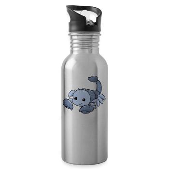 Scorpio Sternzeichen Skorpion - Trinkflasche mit integriertem Trinkhalm - Lightsilver - Rechts