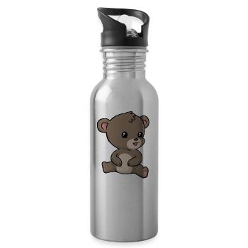 Little teddy bear - Water bottle with straw - silver - Right