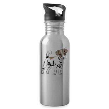 Jack Russel Terrier - Gourde avec paille intégrée - argent clair - Droite