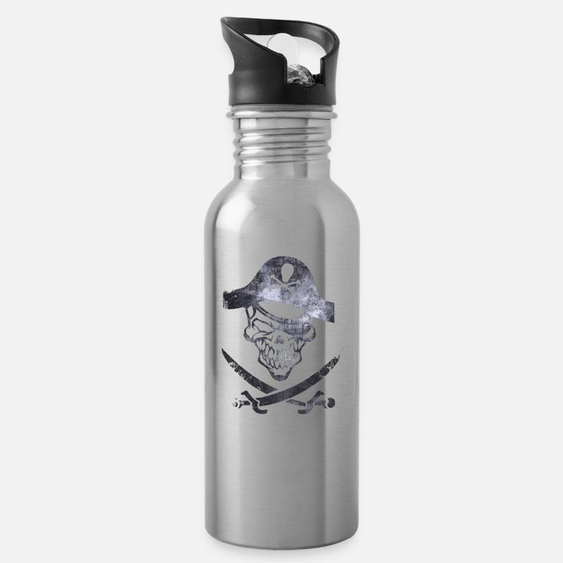 pirate - Gourde avec paille intégrée - argent clair