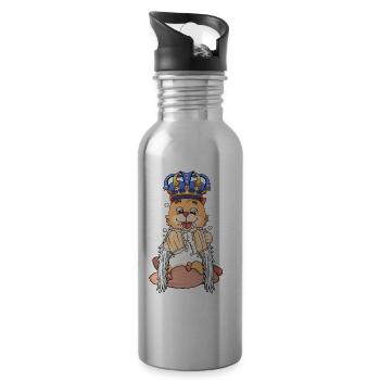 Fête roi chat sauvant fantasy verres de bière animal - Gourde avec paille intégrée - argent clair - Droite