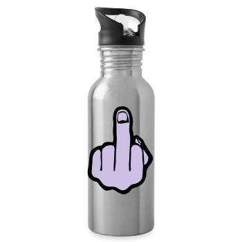 fuck you, middle finger - Gourde avec paille intégrée - argent clair - Droite