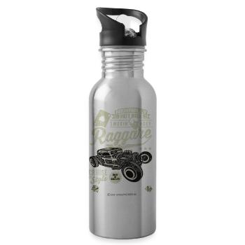 Raggare T-Shirt Rockabilly Design for Fans - Water bottle with straw - silver - Right