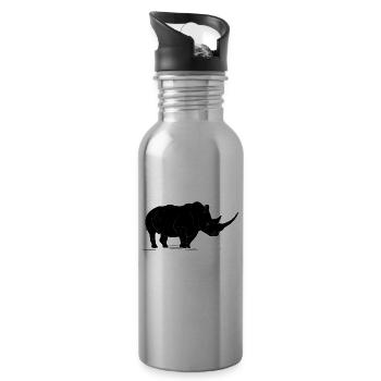 Rhinocéros noir - Gourde avec paille intégrée - argent clair - Droite