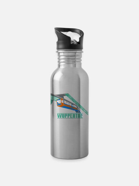 Wuppertal Schwebebahn - Trinkflasche mit integriertem Trinkhalm - Lightsilver