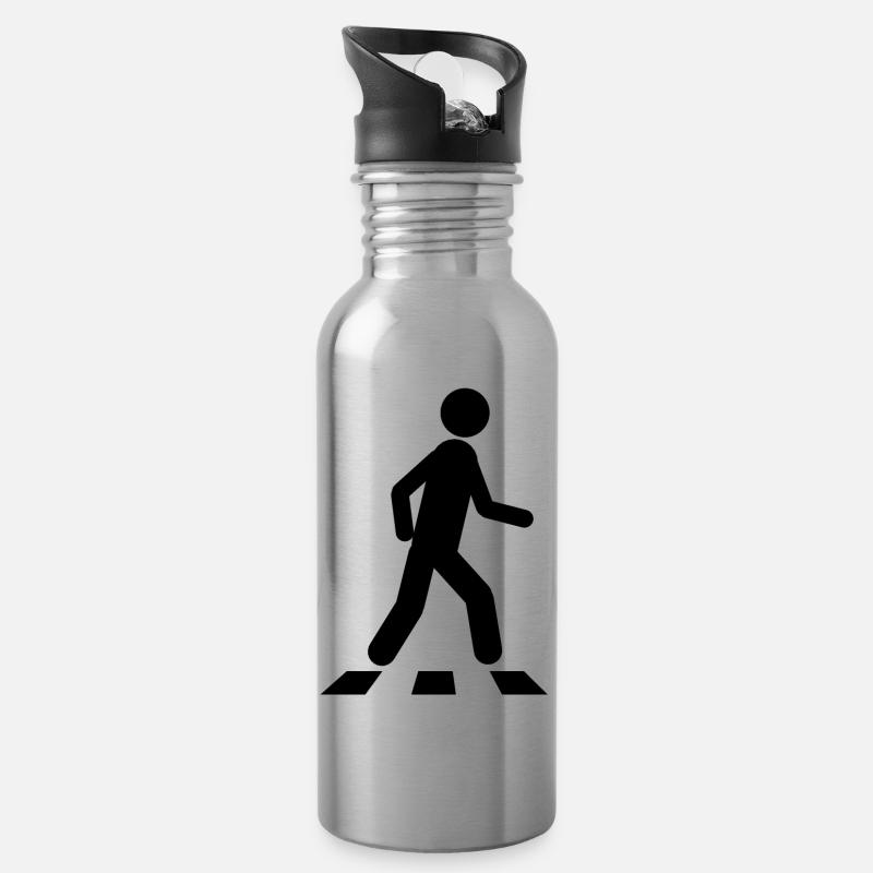 pieton walker walk icon - Water bottle with straw - silver