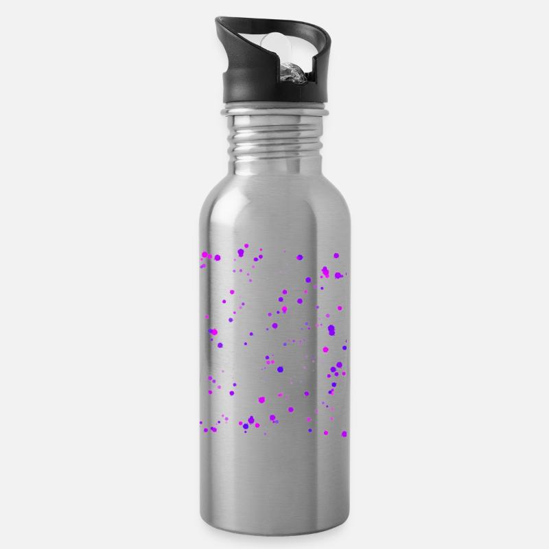 Lila Farbsprenkel - Trinkflasche mit integriertem Trinkhalm - Lightsilver