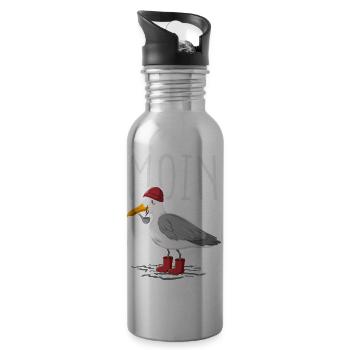 Moin Möwe Seemann - Trinkflasche mit integriertem Trinkhalm - Lightsilver - Rechts