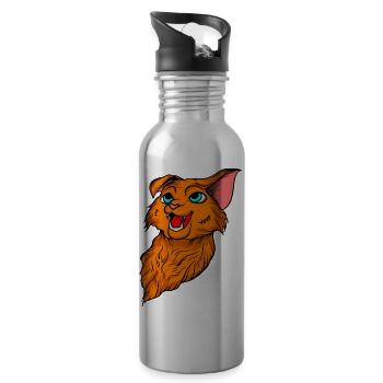 Chats drôles 4 - Gourde avec paille intégrée - argent clair - Droite