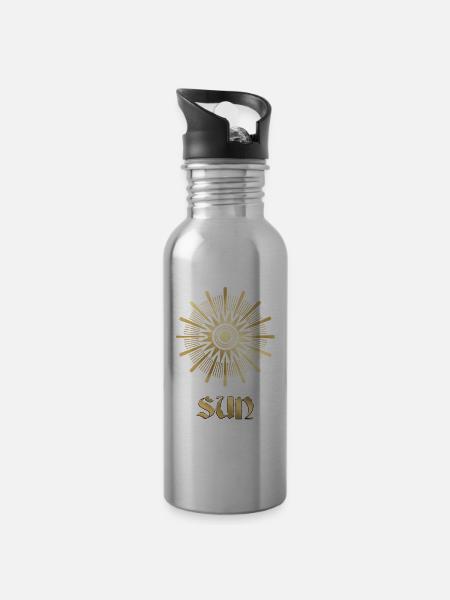 Goldene Sonne wurde Tarot - Trinkflasche mit integriertem Trinkhalm - Lightsilver