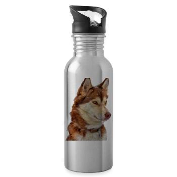 Husky Schneebraun - Trinkflasche mit integriertem Trinkhalm - Lightsilver - Rechts