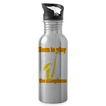Saxophone music - Water bottle with straw - silver - Right